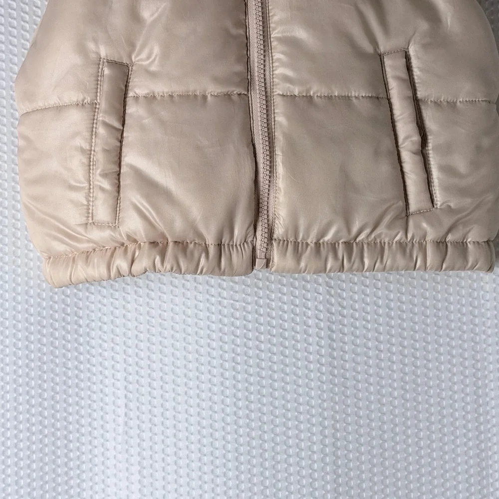 Derek Heart Puffer Vest Girls 10/12 Blush Pink Mock Neck Zip Front Quilted Gilet